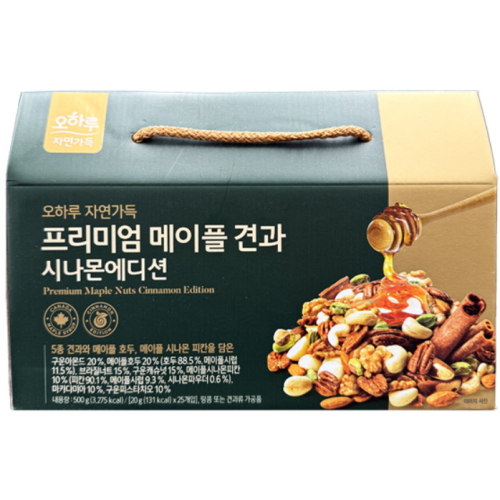 오하루 자연가득 프리미엄 메이플 견과 시나몬에디션 20g 25개입이미지입니다. 누르면 해당 게시물로 새창이동합니다.