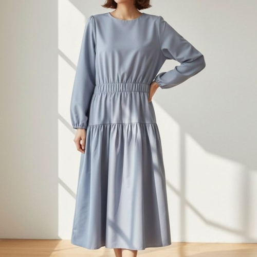 아이우먼 차분한허리주름원피스 SMX346M603 빅사이즈_이미지