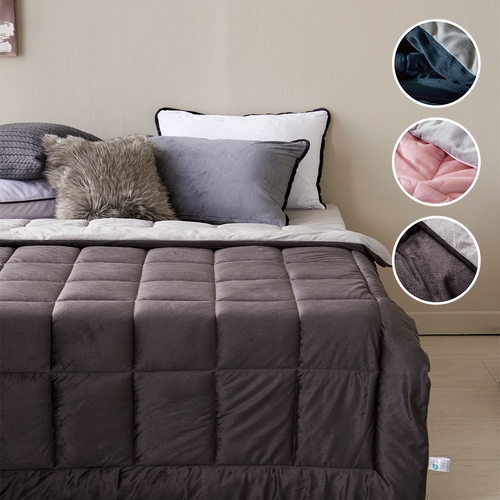 코멧 양면 극세사 솔리드 차렵이불 (퀸 Q)_이미지