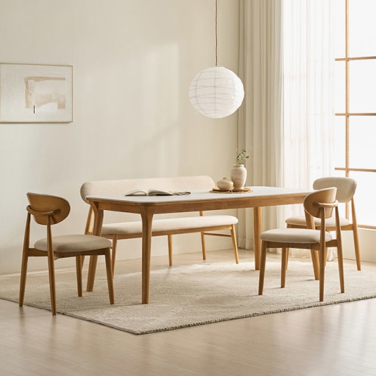 나폴리 포세린 세라믹 원목 식탁 1800