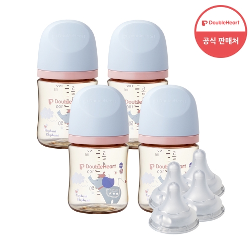 유한킴벌리 더블하트 3세대 160ml 디자인 트윈팩2개 젖병4개 + 젖꼭지4개