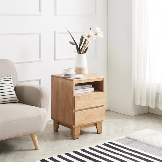 동서가구 하프탑 고무나무 원목 높은 협탁 420_이미지