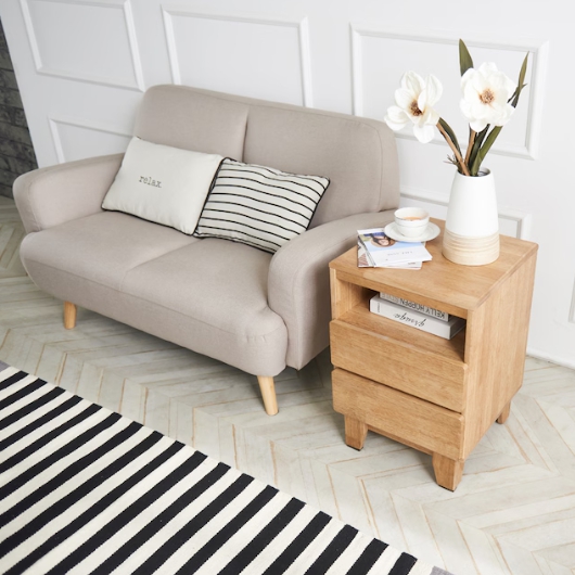 동서가구 하프탑 고무나무 원목 높은 협탁 420_이미지