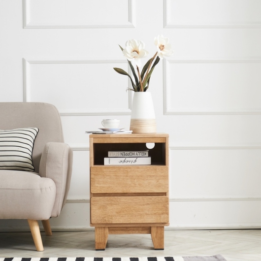 동서가구 하프탑 고무나무 원목 높은 협탁 420_이미지