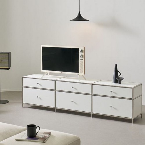 파이토 미드센츄리 모듈 스틸 2단 서랍장 거실장 2000