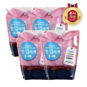 LG생활건강 한입 일반드럼겸용 액체세탁세제 2L 4개