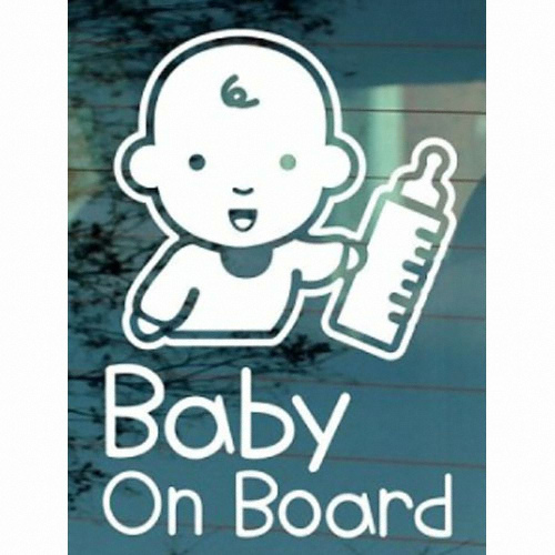 뭉키월드 분유병과 아기 Baby On Board 스티커 LSC-535 (반사)