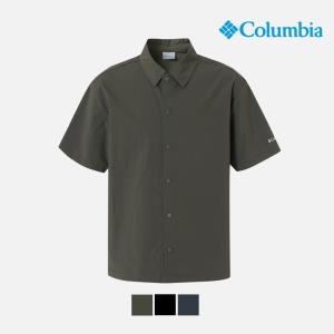  유니 심플 우븐 반팔 셔츠_챠콜 C62-YUD605