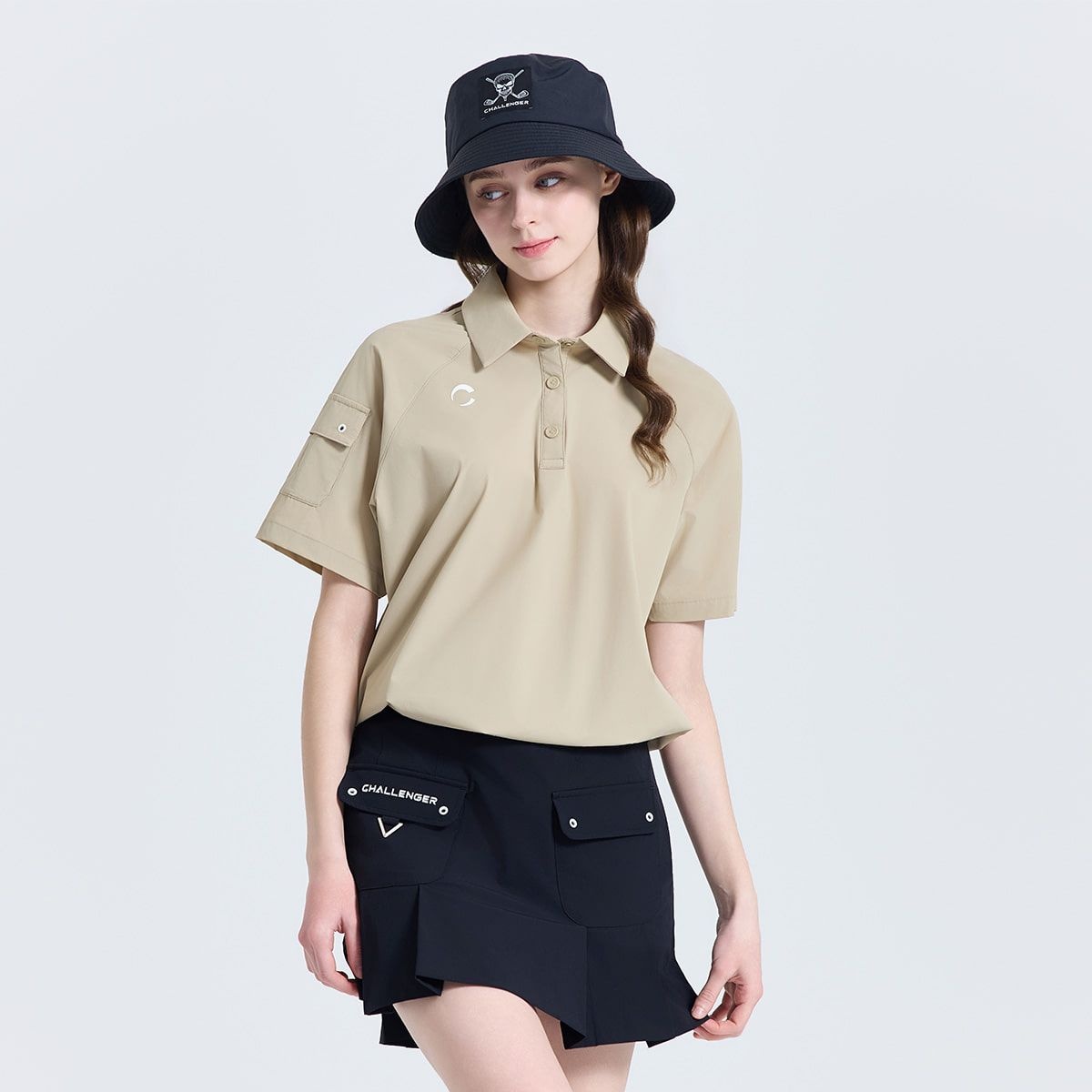 베이직 소매포켓 카라 반팔 우븐탑 CHF2WWT6961BE