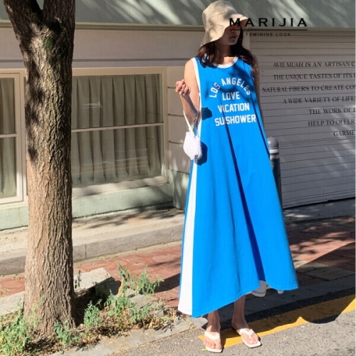 마리지아썸머 배색 롱 원피스_MOPB21150