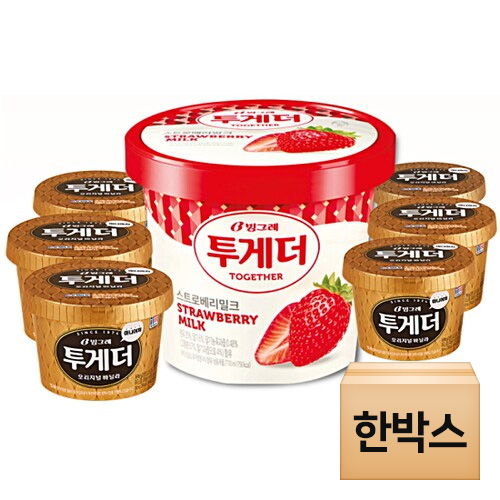 투게더 스트로베리밀크 710ml + 바닐라 미니어처 300ml x 6개