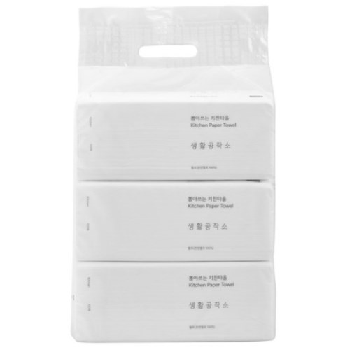 생활공작소 뽑아쓰는 키친타월 100매 (3입) (6팩(18입))_이미지