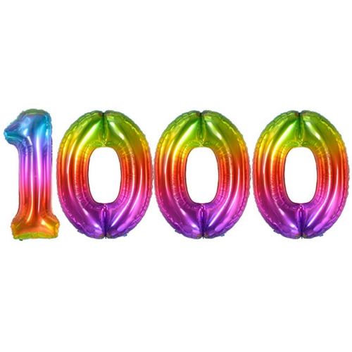 생일파티 숫자풍선 대형 레인보우 1000