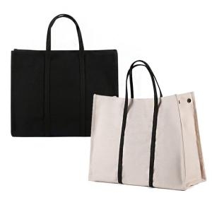 심플 디자인 캔버스 원단 깔끔한 각진 토트백 WDAB1C1