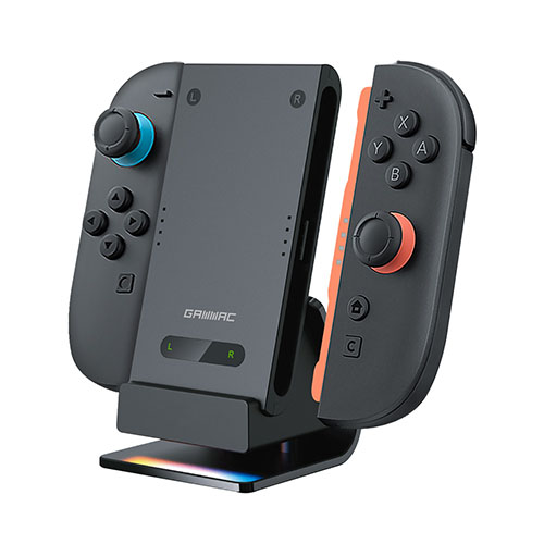 경문엔터테인먼트 겜맥 닌텐도 스위치2 조이콘 LED 충전그립&스탠드-슬림핏 (블랙)