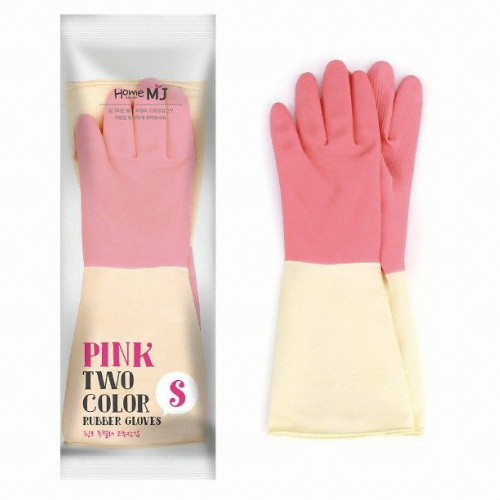 홈에디션명진 핑크 투톤 고무장갑 소 (1켤레)_이미지