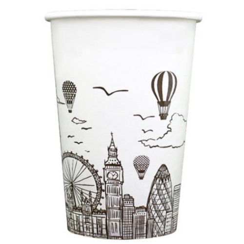 [불명] 10온스 런던 열기구 인쇄 종이컵
