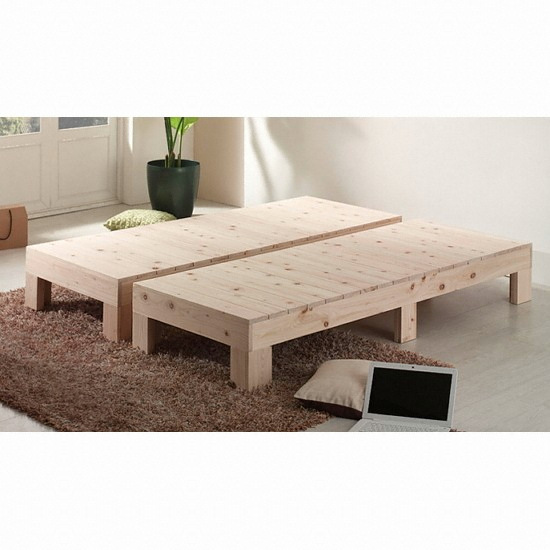 동서가구 편백나무 히노끼 통원목 침대 Q (독립스프링)_이미지