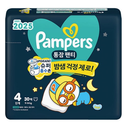 P&G 팸퍼스 2025 통잠팬티 팬티형 4단계-공용 (60매)