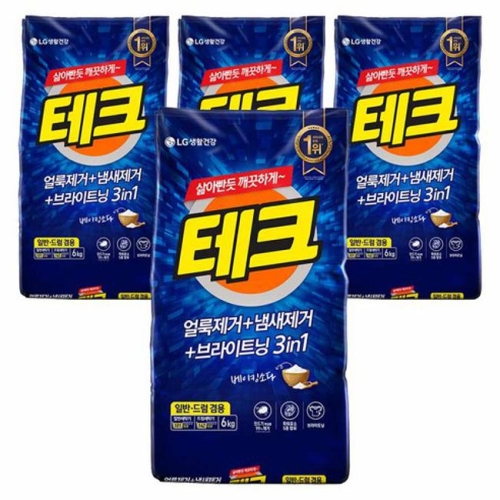 테크 3in1 분말세제 겸용 6kg (4개)_이미지