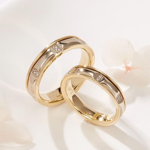 비앤비골드 14K 큐빅 마디컷 가드링 커플링 반지 세트 SCS41932