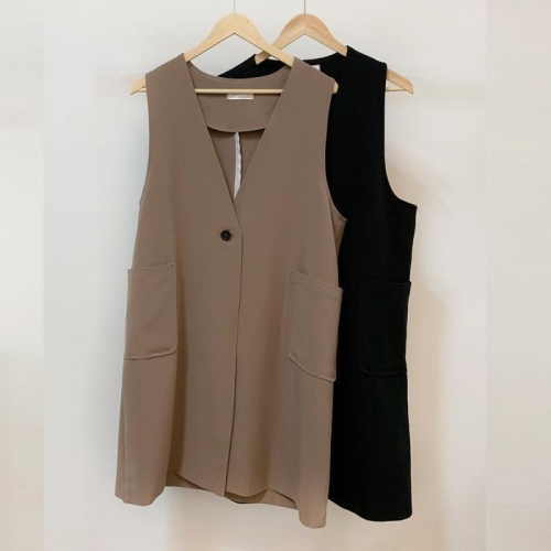 강물처럼 빅사이즈조끼 9707L509 원버튼무드롱베스트 IR 41587540A