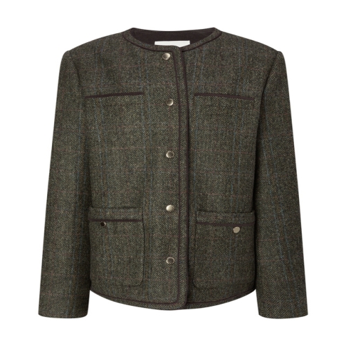 여성 HSJA5D901W2 단4일브랜드데이SETUP 라운드넥 체크 트위드 자