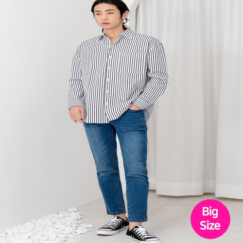 리빌모아 남자 빅사이즈 일자 슬림 데님 스판청바지 블랙진 면바지 진 스판 청바지DJ-JEA-SSIN80033-블루