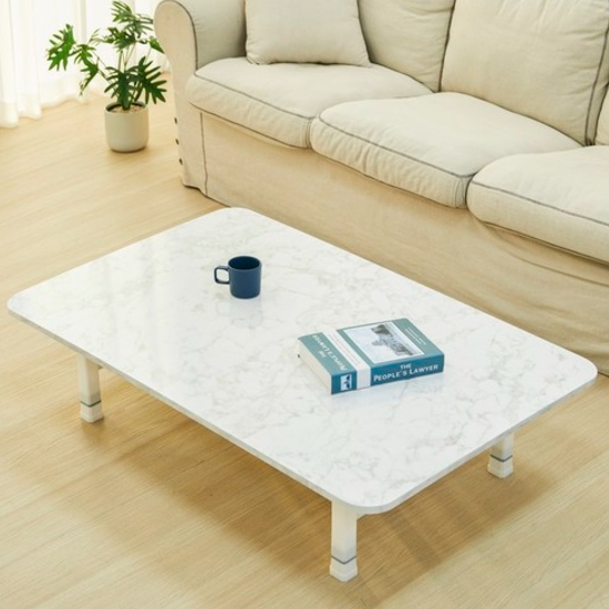 쿠팡 코멧 홈 E0 LPM 심플 라운드 접이식 사각 마블 테이블 (120x80cm)