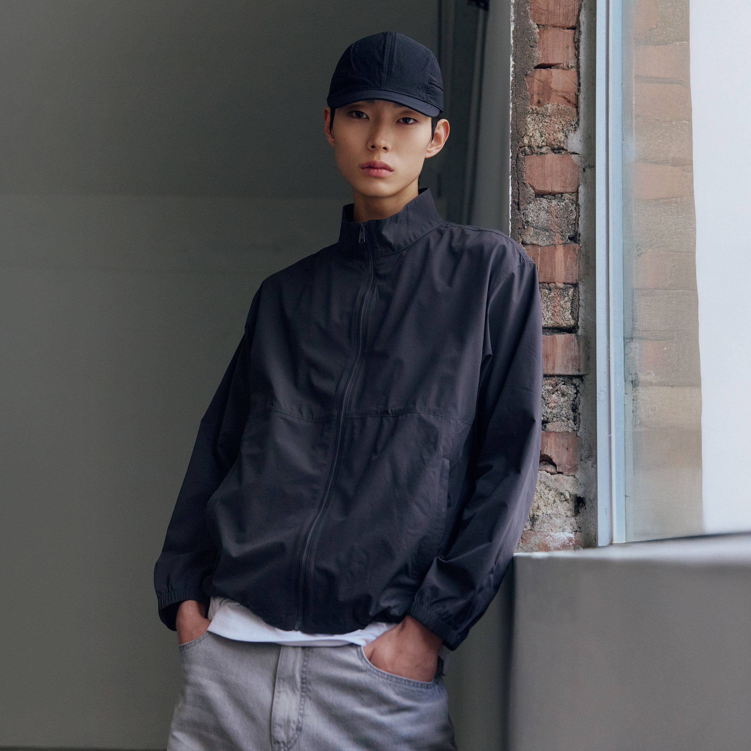 마인드브릿지 남성용 하이넥 바람막이 M1JP3140 다크그레이 100