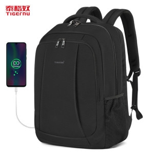 TIGERNU 남성 비즈니스 백팩 노트북 가방 대학생 배낭 17인치 USB 포트 T-B3143XL