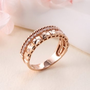 비앤비골드 14K 폴리곤 컷팅 큐빅 두줄 반지 SRS40856_이미지