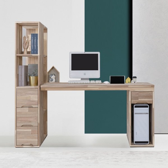 더젠 비쥬 아카시아원목 책상 세트4 (1400x600)