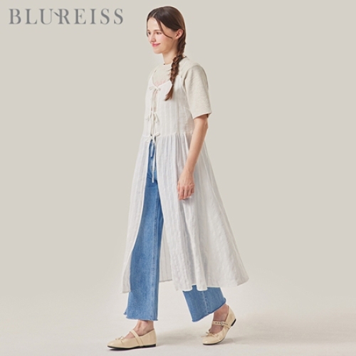 블루레이스 리본 여밈 뷔스티에 레이어 원피스_B6S1OP3031_이미지