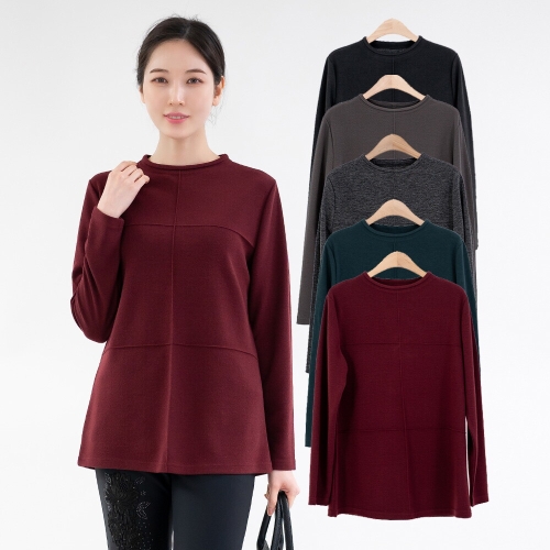 모슬린 엄마옷 라운드 핀턱 티셔츠 TS516010 중년여성/50대/60대/70대/빅사이즈/할머니옷_이미지