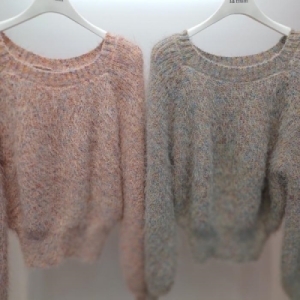 라티움 Destijl HC06 숏짧은 신축성 좋은 스칼렛 국내생산 색상 예쁜 깔끔한 스퀘어넥 뜨개 니트티 D2443sw18 242..