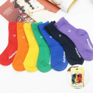 지앤 유아아동양말 g레인보우 7족세트 기프트팩 남아여아 공용 비비드 __이미지