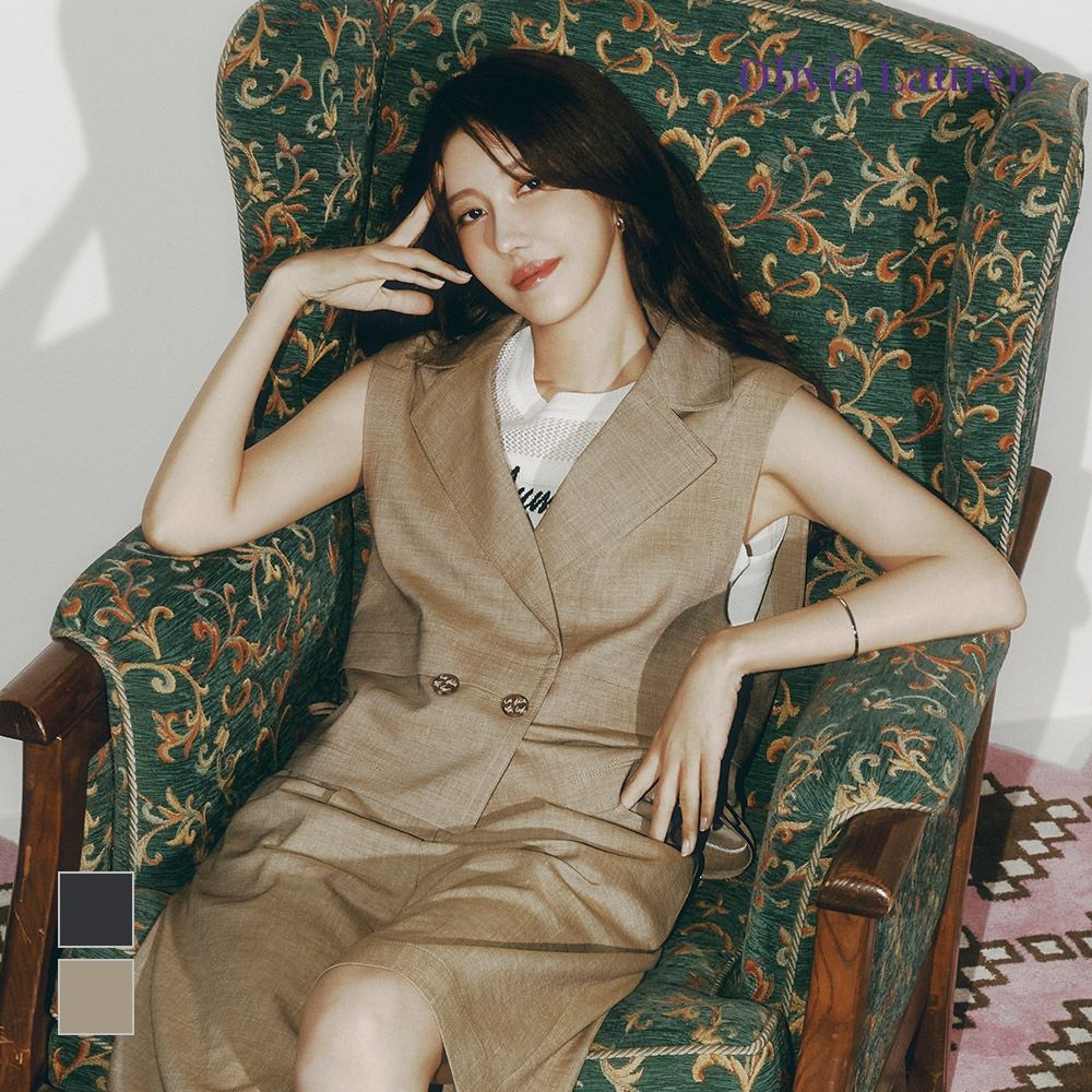 올리비아로렌 HC04 크롭 셋업 베스트 VOCQC5M4241_이미지