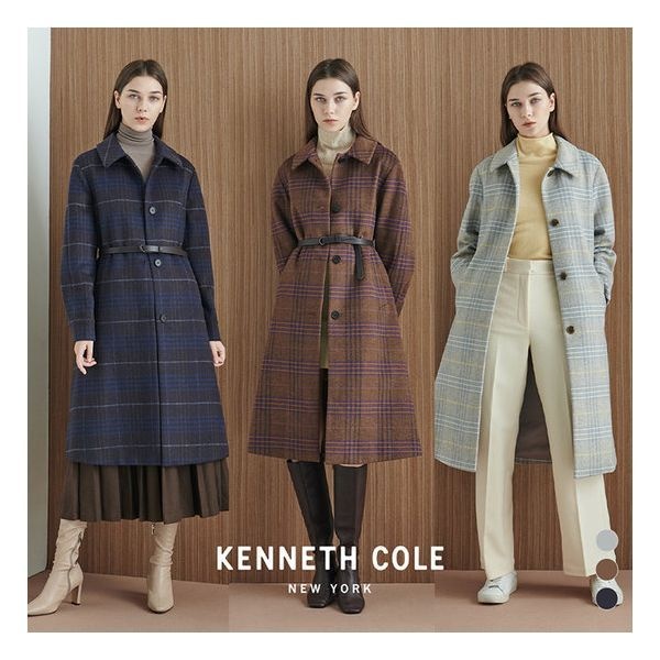 케네스콜 여 울혼방체크 A라인 코트HKPWCCV504P_이미지