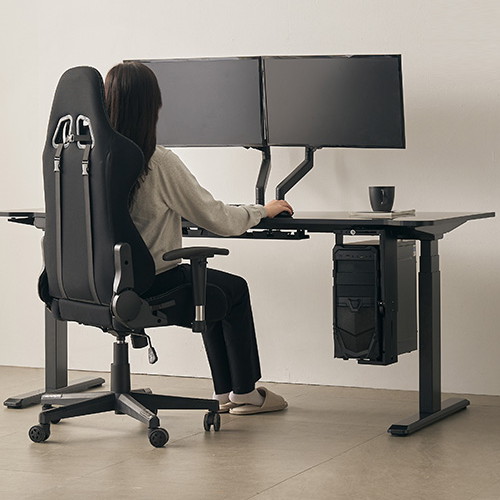 동서가구 마임 간편 높이조절 듀얼모터 일자형 모션 스탠딩 책상 (1500x750)_이미지