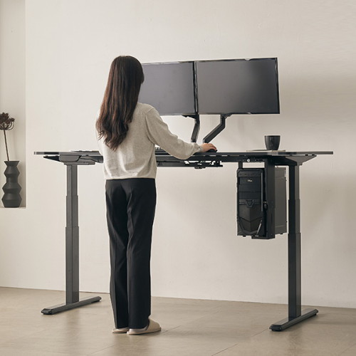 동서가구 마임 간편 높이조절 듀얼모터 일자형 모션 스탠딩 책상 (1500x750)_이미지