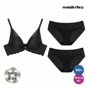 원더브라 에어오일패드 브라 햄팬티2 SET 블랙 388670_이미지