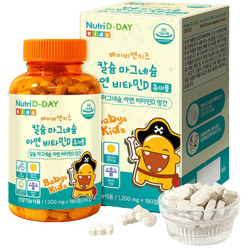 뉴트리디데이 베이비앤키즈 칼슘 마그네슘 아연 비타민D 츄어블 180정 (7개)_이미지
