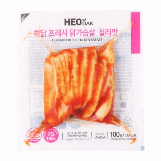 허닭 프레시 슬라이스 닭가슴살 칠리맛 100g (16개)_이미지