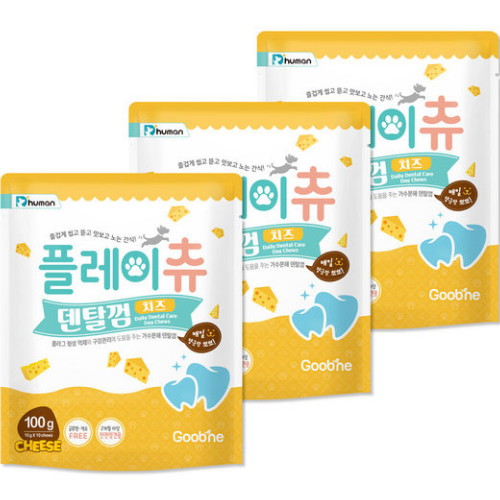 듀먼 플레이츄 덴탈껌 치즈맛 100g (3개)_이미지
