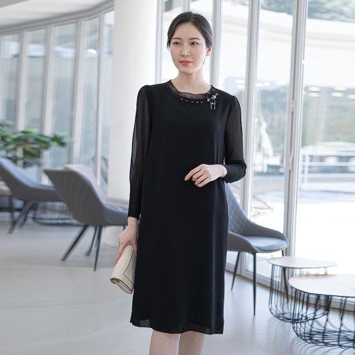 엄마옷 주름비즈 코사지원피스 OP613326 중년여성/50대/60대/70대/빅사이즈/할머니옷