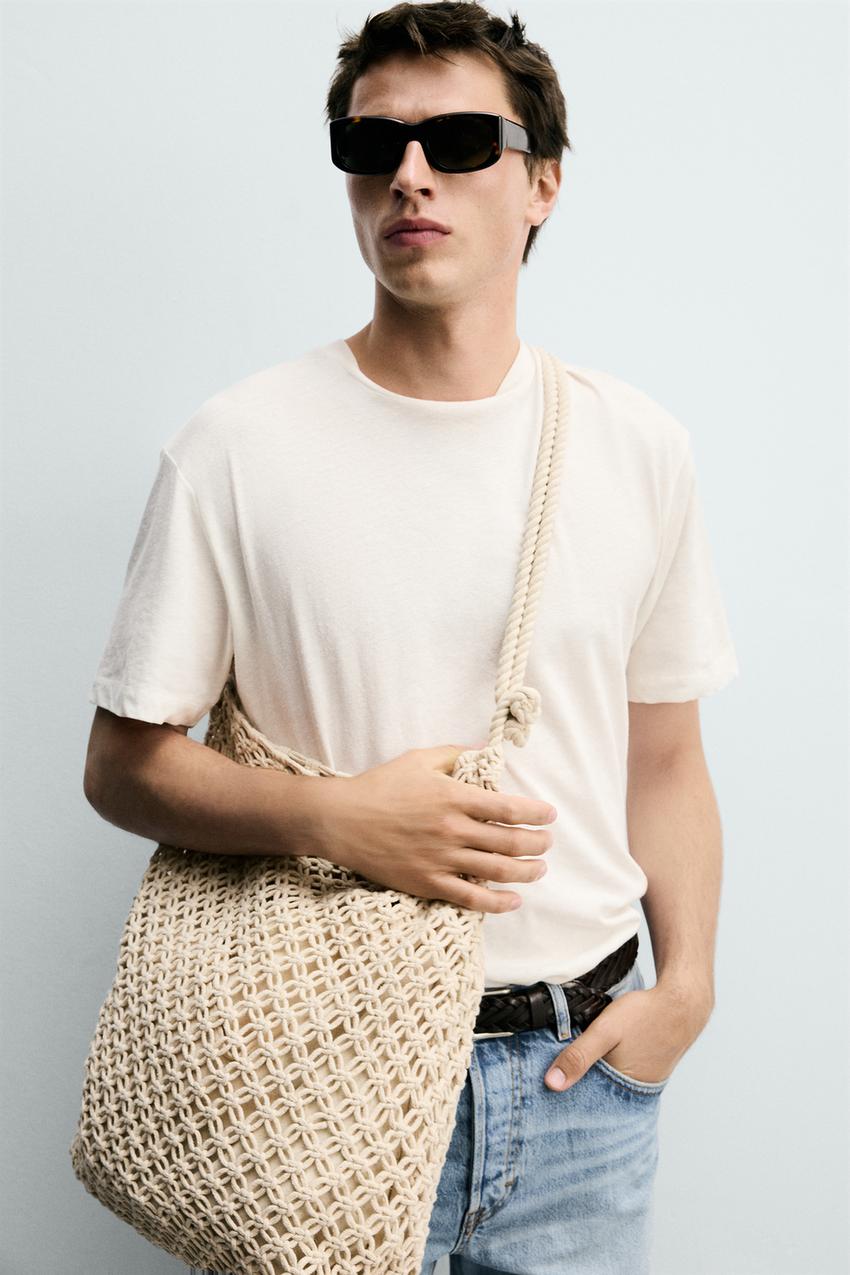 자라 남성 마크라메 숄더백 샌드 브라운 3349/820/107342176_이미지