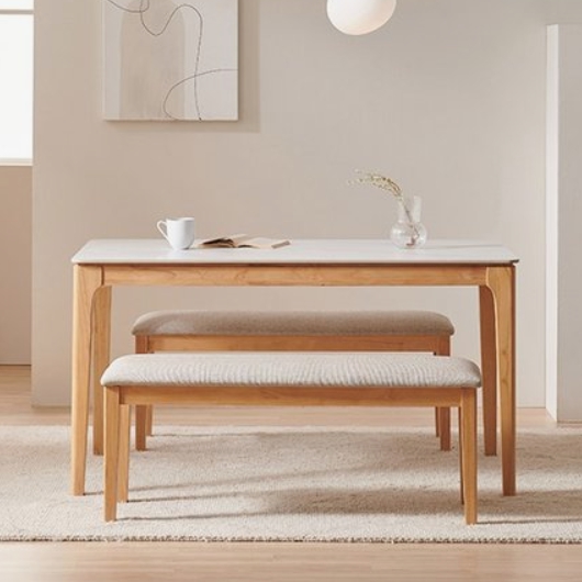 삼익가구 디아망 통세라믹 원목 식탁 1400 (벤치2개)