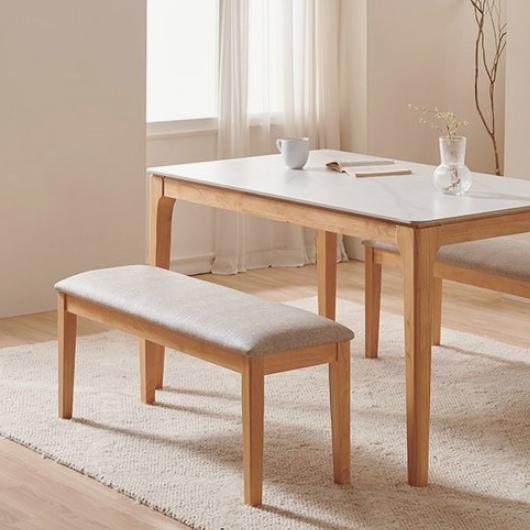 삼익가구 디아망 통세라믹 원목 식탁 1400 (벤치2개)_이미지