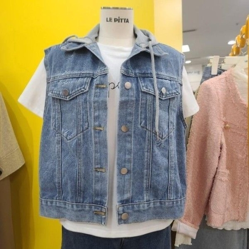 르피타 DP01 후드데님조끼 대동 L255UVO301